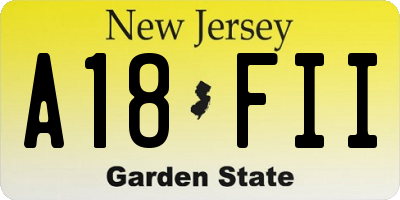 NJ license plate A18FII