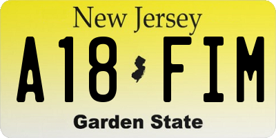 NJ license plate A18FIM