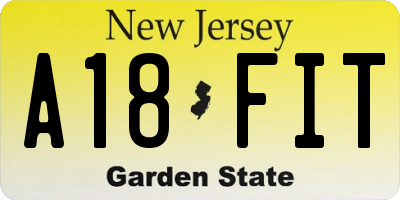 NJ license plate A18FIT