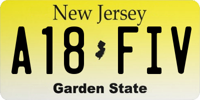 NJ license plate A18FIV