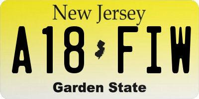 NJ license plate A18FIW