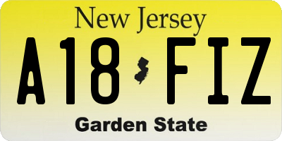 NJ license plate A18FIZ