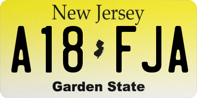 NJ license plate A18FJA