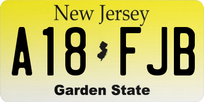 NJ license plate A18FJB