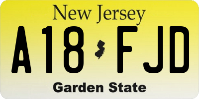 NJ license plate A18FJD