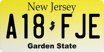 NJ license plate A18FJE