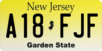 NJ license plate A18FJF