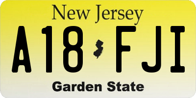 NJ license plate A18FJI