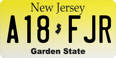 NJ license plate A18FJR