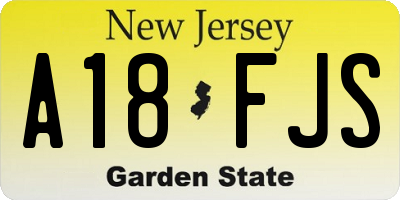 NJ license plate A18FJS