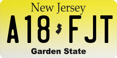 NJ license plate A18FJT