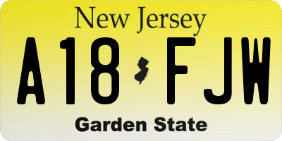 NJ license plate A18FJW