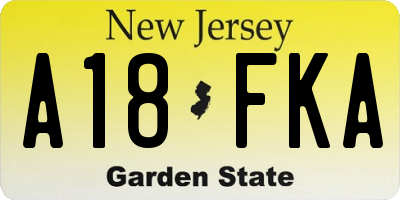 NJ license plate A18FKA