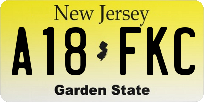 NJ license plate A18FKC