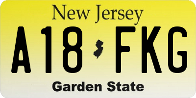 NJ license plate A18FKG