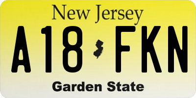 NJ license plate A18FKN