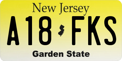 NJ license plate A18FKS
