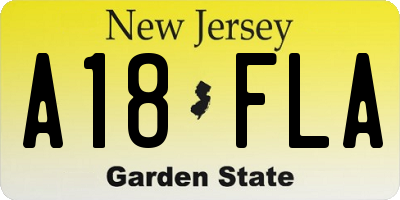 NJ license plate A18FLA