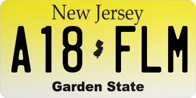 NJ license plate A18FLM