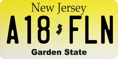 NJ license plate A18FLN