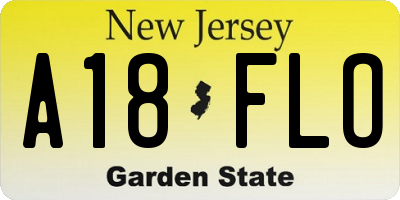 NJ license plate A18FLO