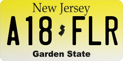 NJ license plate A18FLR