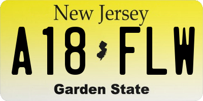 NJ license plate A18FLW