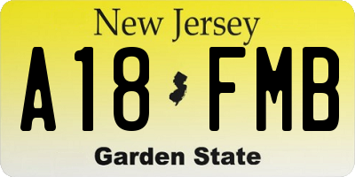 NJ license plate A18FMB