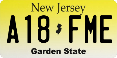 NJ license plate A18FME