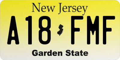 NJ license plate A18FMF