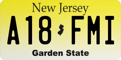 NJ license plate A18FMI