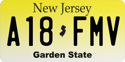 NJ license plate A18FMV