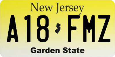 NJ license plate A18FMZ