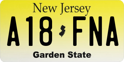NJ license plate A18FNA