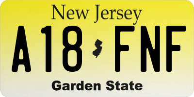 NJ license plate A18FNF