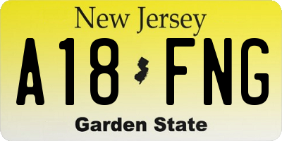 NJ license plate A18FNG