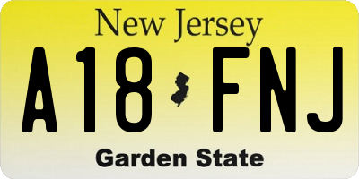 NJ license plate A18FNJ