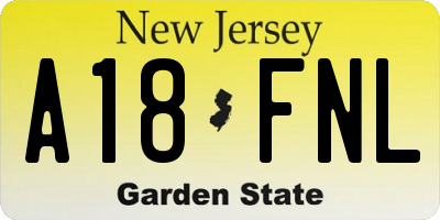 NJ license plate A18FNL