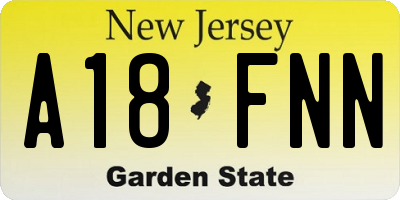 NJ license plate A18FNN