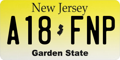 NJ license plate A18FNP