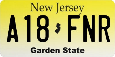 NJ license plate A18FNR
