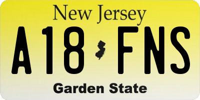 NJ license plate A18FNS