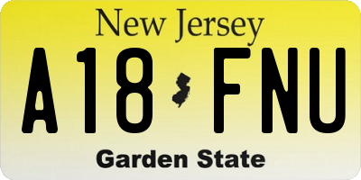 NJ license plate A18FNU