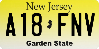 NJ license plate A18FNV
