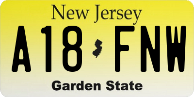 NJ license plate A18FNW