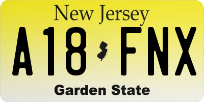 NJ license plate A18FNX