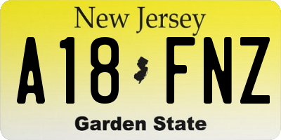 NJ license plate A18FNZ