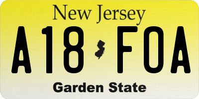 NJ license plate A18FOA