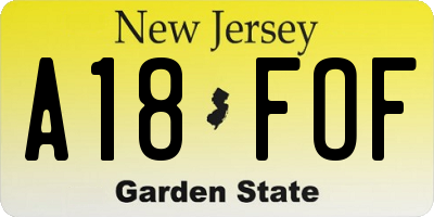 NJ license plate A18FOF