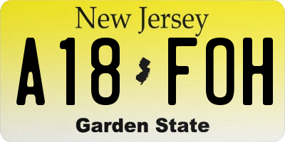 NJ license plate A18FOH